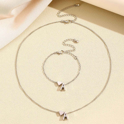 LATS Fashion Tiny Heart Dainty Necklace Gold Silver Color 26 Letter Name Choker For Women Pendant Bracelets Jewelry Gift