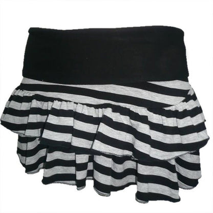 Dark Women Slim Clothes Japanese Summer Gothic Fashion Gray Striped Skirt Casual Vintage Y2K E-girl Sweet Harajuku Short Skirt