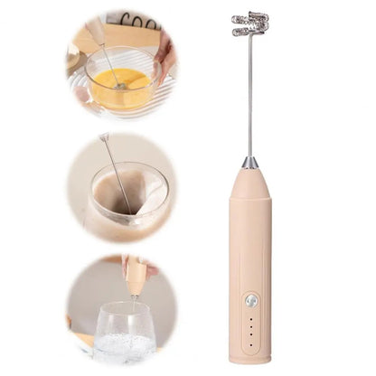 Electric milk frother, handheld egg beater, wireless charging, beverage coffee machine, mini portable home kitchen mixer