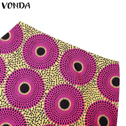 Plus Size 5XL VONDA Women Office Maxi Long Skirts 2024 Fashion Elegant Printed Skirts Casual Loose Ruffle Party Bottoms Baggy