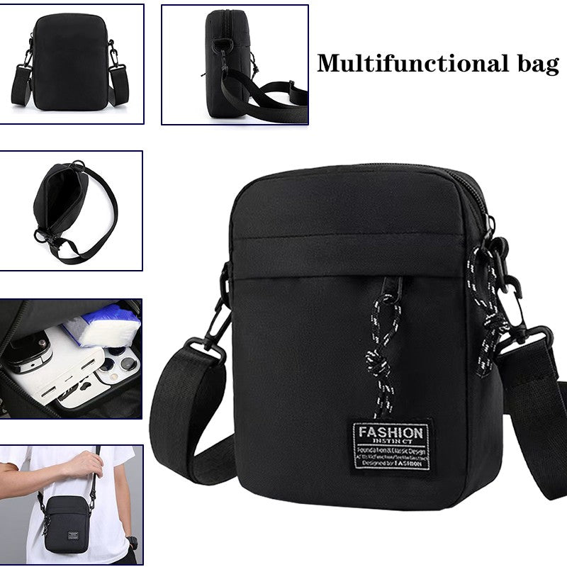 Men's Bag, Available in Single Shoulder or Cross-Body Design, Suitable for Daily Use during School Made of Nylon Material