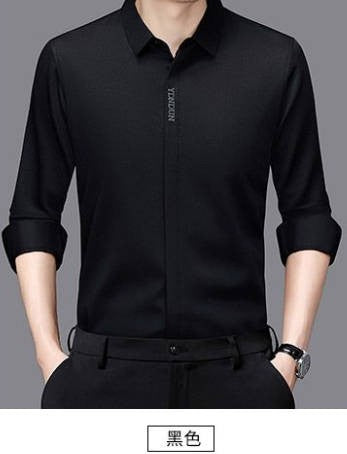 High End  Mulberry Silk Men Business Shirt Long Sleeve  Button Invisible Elastic Tops Wrinkle Resistant  Luxurious Men Shirt