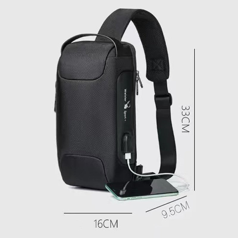2023 Men's Chest Bag Waterproof Crossbody Bag Multifunction Anti-theft Travel Bags Shoulder Bag Male USB Charging Pouch for Man