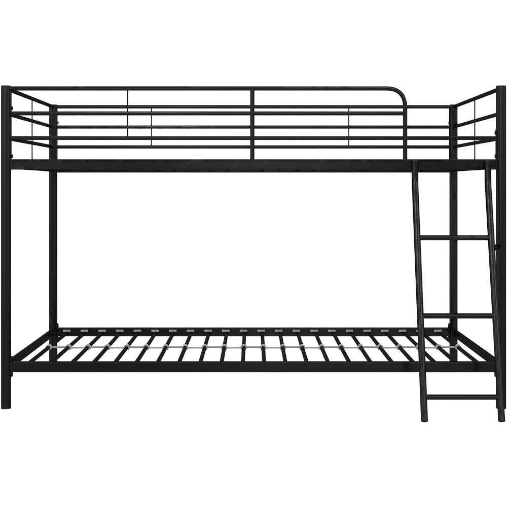 Junior Twin over Twin Bunk Bed, Space-Saving Design, Full-Length Guardrails,