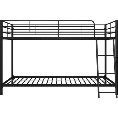 Junior Twin over Twin Bunk Bed, Space-Saving Design, Full-Length Guardrails,