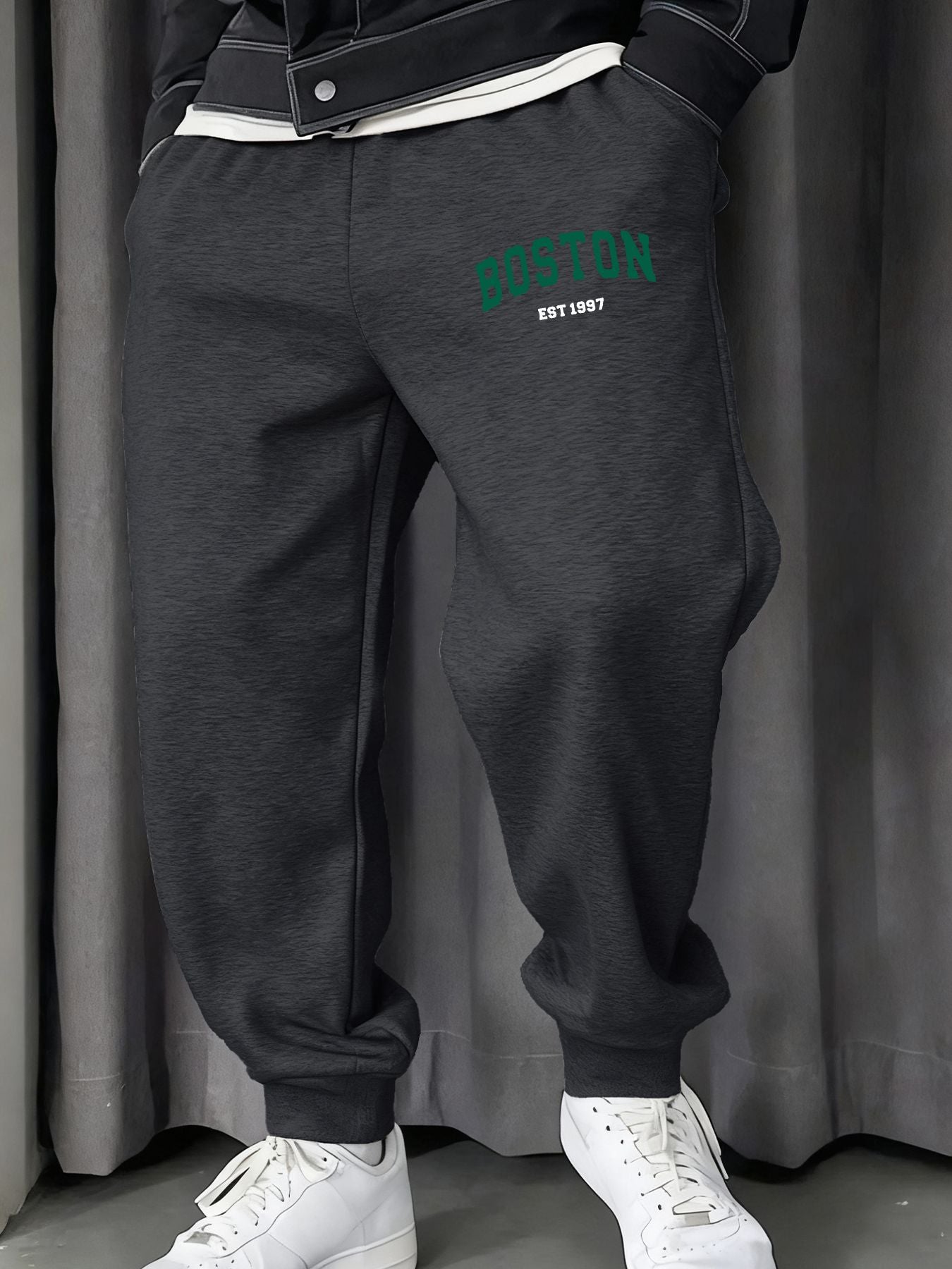 Boston Letter Simple Printing Male Sweatpants Soft Warm Britches Autumn Street Long Pants Hip Hop Fashion All-Match Trousers