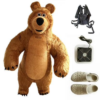 Inflatable Masha Bear Mascot Costume, A Walking Cartoon Doll Costume Suitable For Role-Playing, Applicable To Commercial Promoti