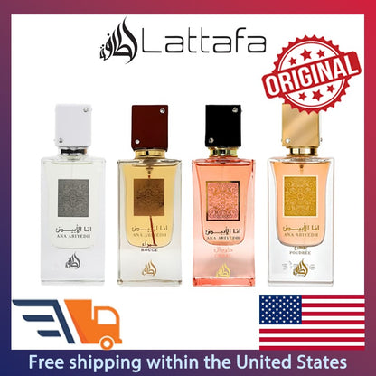 60ml Lattafa Ana Series Eau de Parfum Spray Unisex Original Arab Perfumes Lasting Wood Spicy Floral Fragrance Perfume Cologne