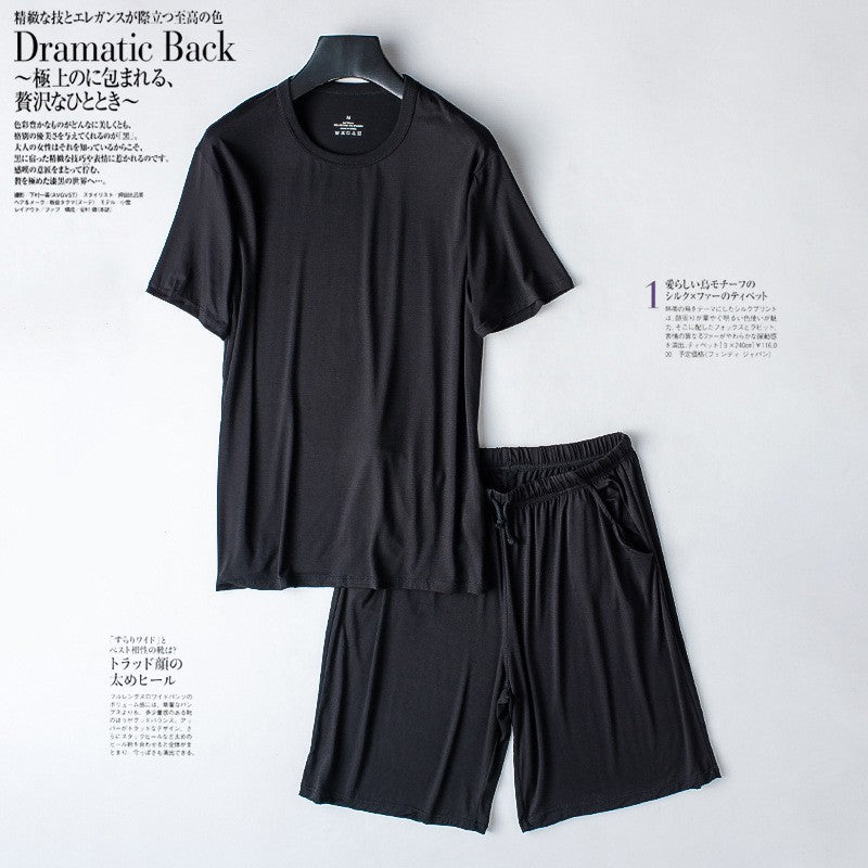 Modal Cotton Pajamas Suit Summer Men's Thin Loose Short-sleeved Shorts Nightwear Male Soft Breathable Homewear Sports Loungewear
