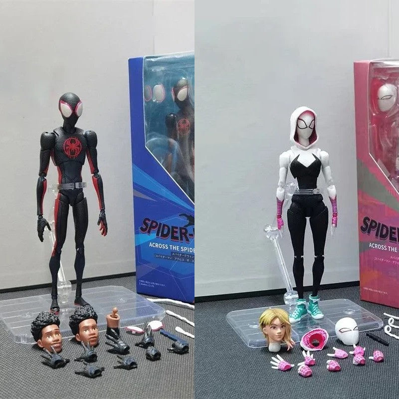 Anime Homem-Aranha Shf Figuarts Miles Morales Gwen Bonecos de Ação Gwen Aranha Mulher Estatueta Homem-Aranha Figura PVC Modelo Boneca Brinquedos