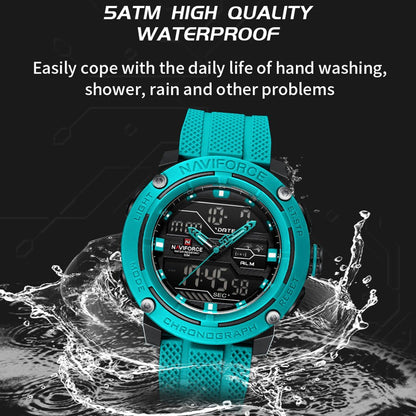 NAVIFORCE Sport Watch for Men Waterproof Dual Display Quartz Wristwatch Mens Digital Date Clock Military Stopwatch Reloj Hombre