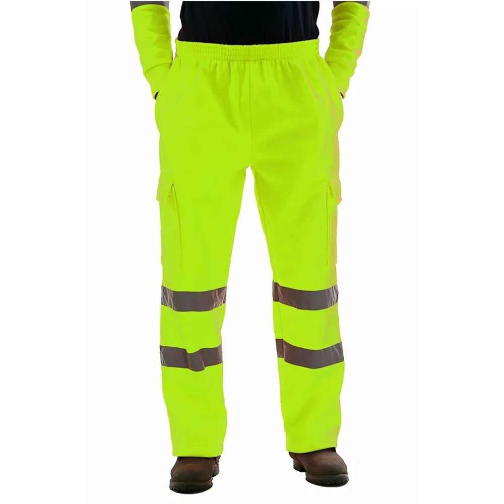 Mens Work Uniform Bottoms Safety Sweat Pants Striped Reflective Pants Loose Mens Rain Trousers Joggers Patchwork Workwear