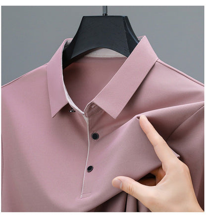 BROWON New Collection 2025 Golf Shirts Mens Short Sleeve Solid Color Turn Down Collar Business Plain Shirt for Man