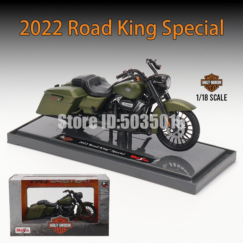 Maisto 1:18 Harley-Davidson Motorcycle 2022 Road King Fat Bob 114 Pan America 1250 Alloy Motorcycle Model Toy Car Collection