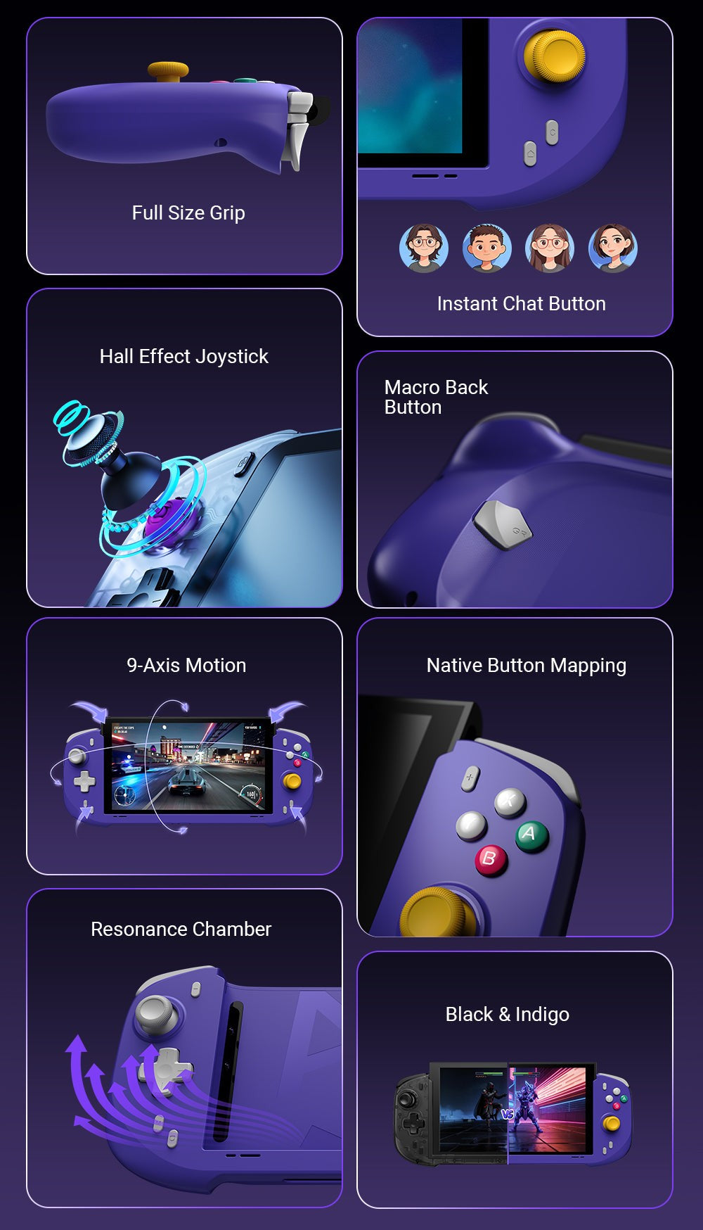 Ergonomic Abxylute N6 Direct?Attach Game Grip Controller Vibration Motion Detect for Switch 2 Handheld Gaming for Keen Gamers