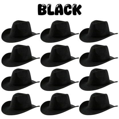 4-24Pcs Western Cowboy Hat for Men Women Adjustable Felt Cowgirl Hats Wide Brim Fedoras Hat for Adult Bachelor Party Costume