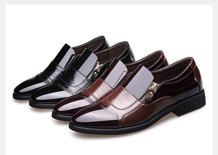 New autumn men's leather shoes Sharp pointed outdoor anti slip flat Fashion Business Zipper Footwear Casual comfort male shoes