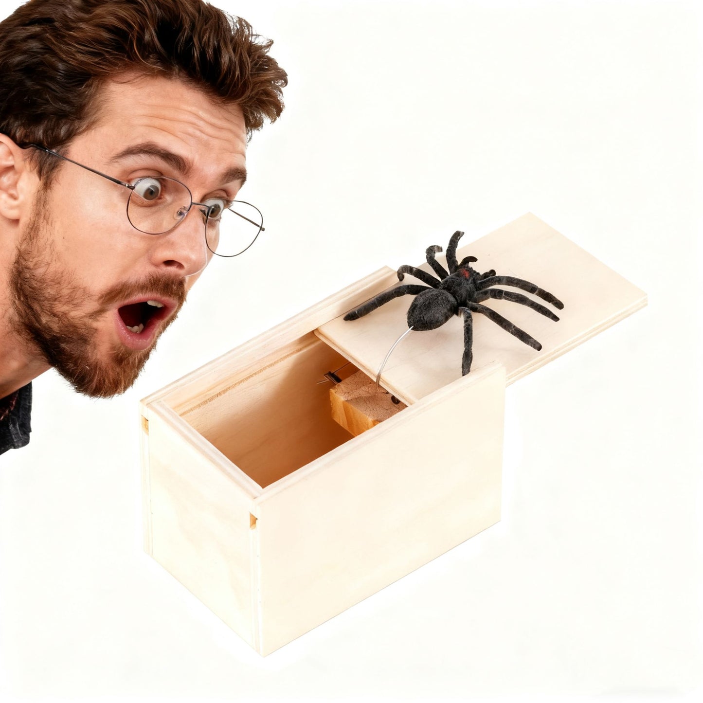 Trick Spider prank Funny Scare Box Wooden Hidden Box Quality Prank Wooden Scare Box Fun Game Prank Trick Friend Office Toys