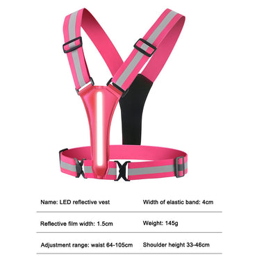 Glowing Reflector Straps Vest Adjustable & Elastic High Visibility Running Vest Safety Running Vest for Runners Night Walking