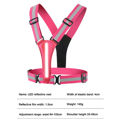 Glowing Reflector Straps Vest Adjustable & Elastic High Visibility Running Vest Safety Running Vest for Runners Night Walking