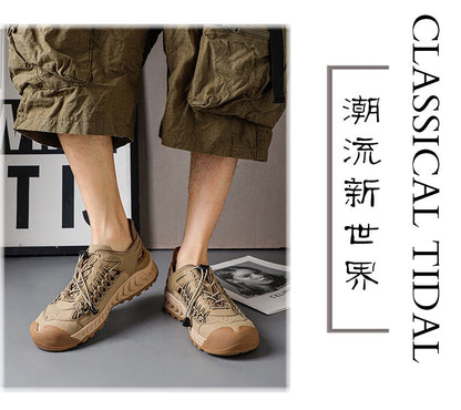 Sandals men's tide summer new style leather toe cap outdoor leisure sports hollow sandals beach shoes