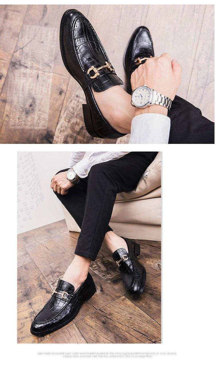 Autumn Brock leather men's head layer cowhide British Korean version breathable business dress casual wedding leather shoes