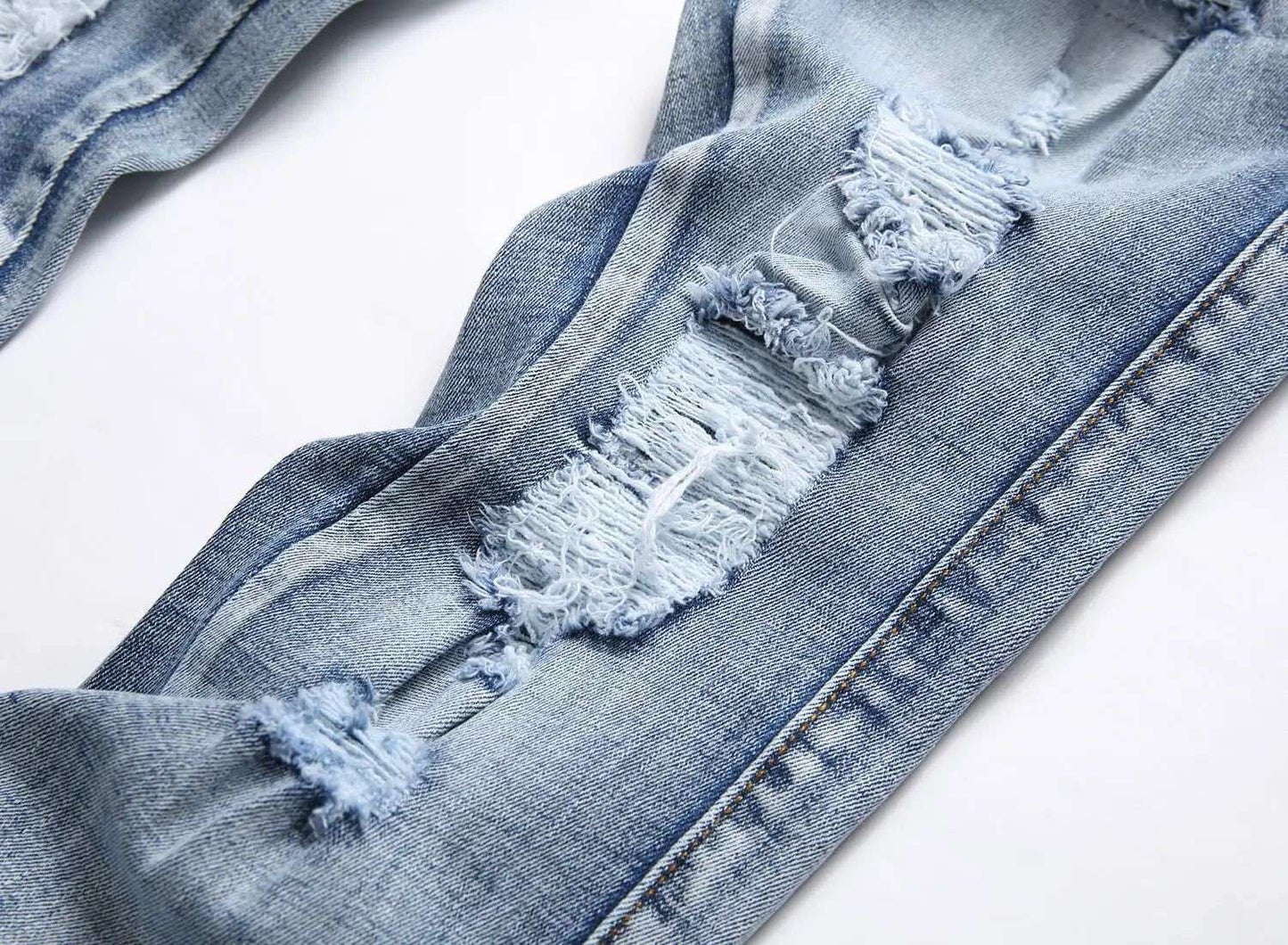 Blue Eyed Snake Embroidery Street Style Jeans For Teenagers Elastic Waist Cotton Material Casual Scene Suitable