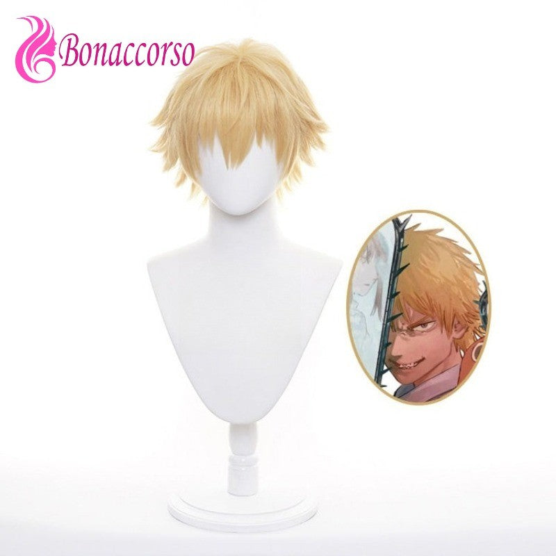 Peruca de Cosplay Denji de Chainsaw Man, Curta, Cacheada, Sintética, Anime, Coser, Fofa, para Menina, Fibra Resistente ao Calor, Uso em Festa de Halloween