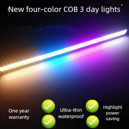 Duas luzes decorativas diurnas LED COB de motocicleta ultrafinas e ultrabrilhantes, luzes diurnas automáticas de baixa potência