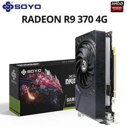 Placa de Vídeo SOYO AMD Radeon R9 370 4G GDDR5 Memória de Vídeo 256Bit Placa de Jogos PCIE3.0x16 DP DVI para Computador Desktop