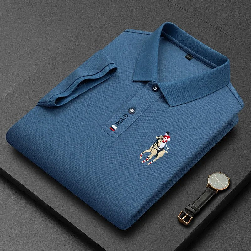 Summer New Embroidered Cotton Short Sleeved Polo Shirt for Men's Fashion, Casual, Comfortable, and Breathable T-shirt Top