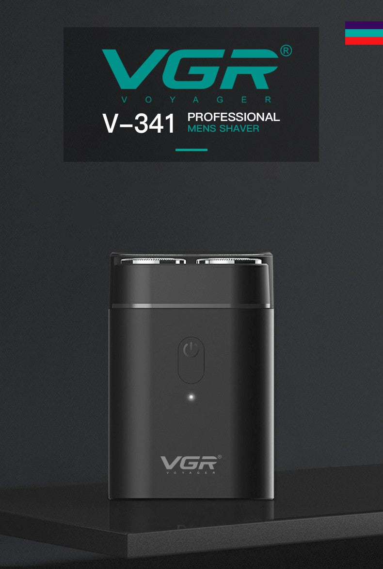 VGR Convenient Home Shaver Stainless Steel Double Blade Men's Shaver Intelligent Digital Display Washable Mini Shaver V-341