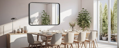 JHK Large Rectangle Vanity Framed Mirror for Wall Matte Metal Framed 30x40 Inch Modern Mirror Tempered Glass For Living Room