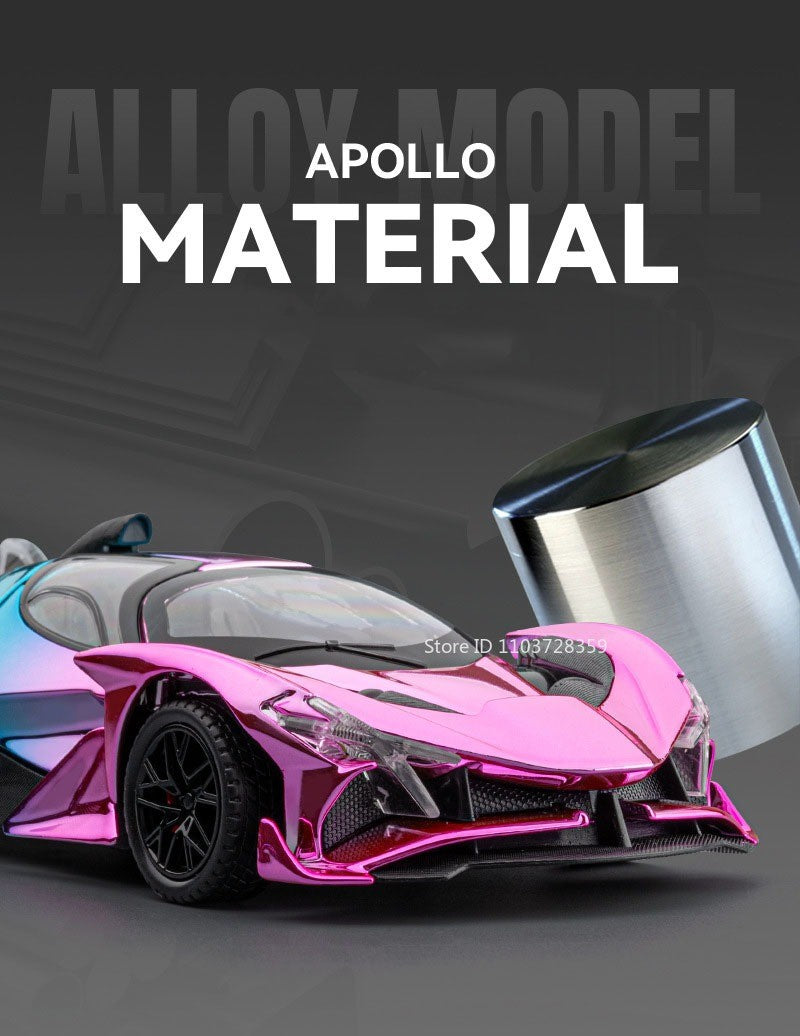 1:24 Apollo EVO Miniatura Carro Esportivo de Brinquedo Liga Fundido Som Luz Portas Abertas Fricção Supercarro Presentes para Crianças