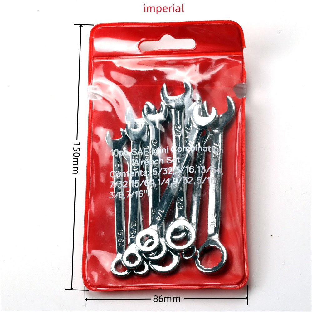 Conjunto de 10 Chaves Mini-inglesas Ferramenta Manual Chaveiro Chave à Prova de Explosão de Bolso Tipo Britânico/Métrico