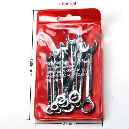 Conjunto de 10 Chaves Mini-inglesas Ferramenta Manual Chaveiro Chave à Prova de Explosão de Bolso Tipo Britânico/Métrico