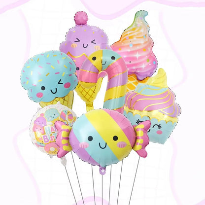 7pcs Candy & Ice Cream Theme Balloons Set pink balloons decoration party birthday balloons decoration party princess