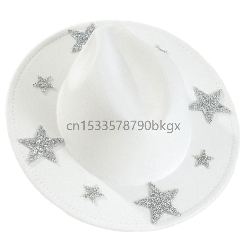Elegant Western Hat Shimmering Rhinestones Star Sunproof Hat For Women Men Wear J78E