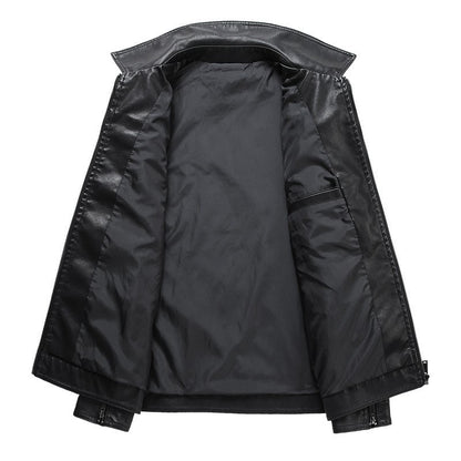 Mens Vintage Faux Leather Outwear Leather Jacket Motorcycle Black Biker Jackets Casual Lightweight Men PU Zipper Moto Outwear