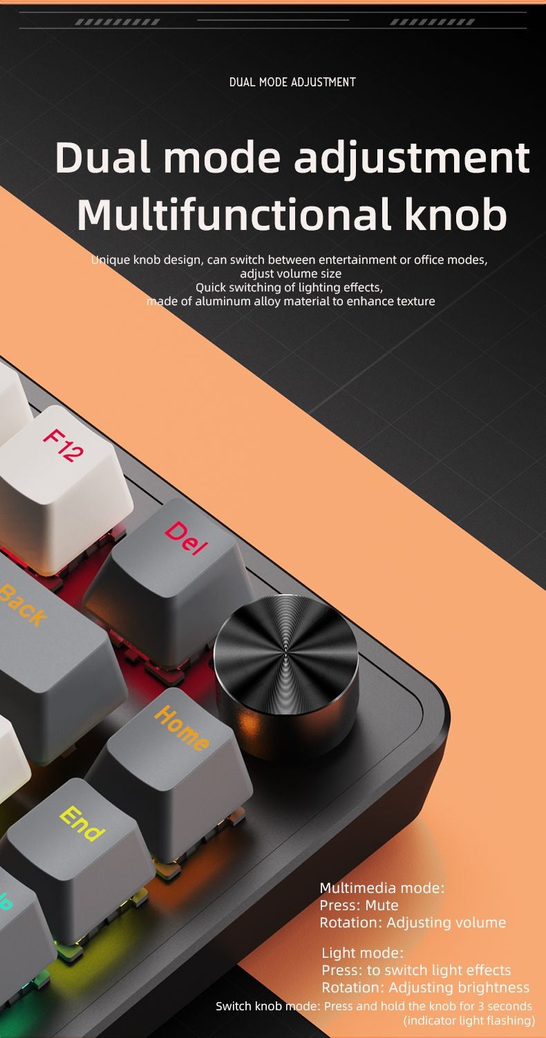 Teclado Mecânico com Fio 75% com Botão de Mídia, Teclado Gamer Preto APAYADO, Hot-Swap, Retroiluminação de Caractere Transparente com Teclas ABS