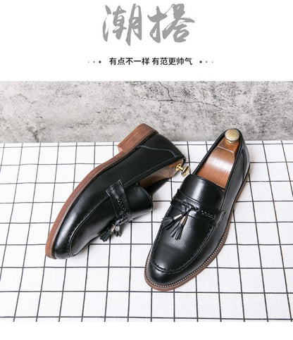 Formal Leather Shoes For Men Classic Men's Dress Shoes Tassel Social Leather Brouge Shoes Men Casual Business Leather Loafer Man