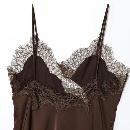 HXAO Female Lace Dress Sleeveless Slip Short Dresses Women Summer Asymmetric Elegant Night Dresses Backless Sexy Evening Dress