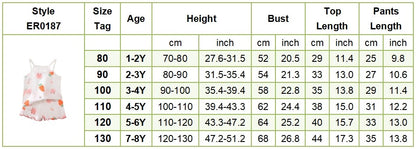 2 Pcs 2025 Summer Girl's Pajamas Sets Loungewear Set Strap Sleepwear Pants Skirt Baby Girl Clothes Sleeveless Children's Clothes