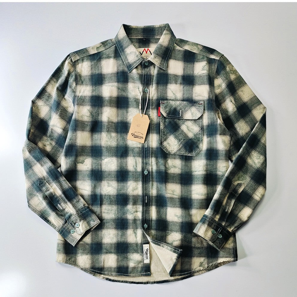 Autumn New Japanese Retro Long-Sleeve Lapel Plaid Cargo Shirt Men's Simple 100% Cotton Washed Pocket Casual Blouses Thin Coat