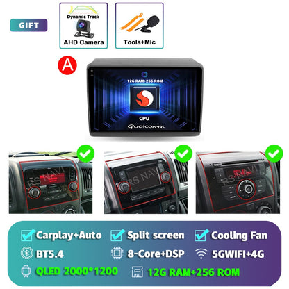 Android 15 para Fiat Ducato Peugeot Boxer Citroen Jumper 2006-2022 2K QLED Rádio Multimídia Estéreo Automotivo GPS CarPlay