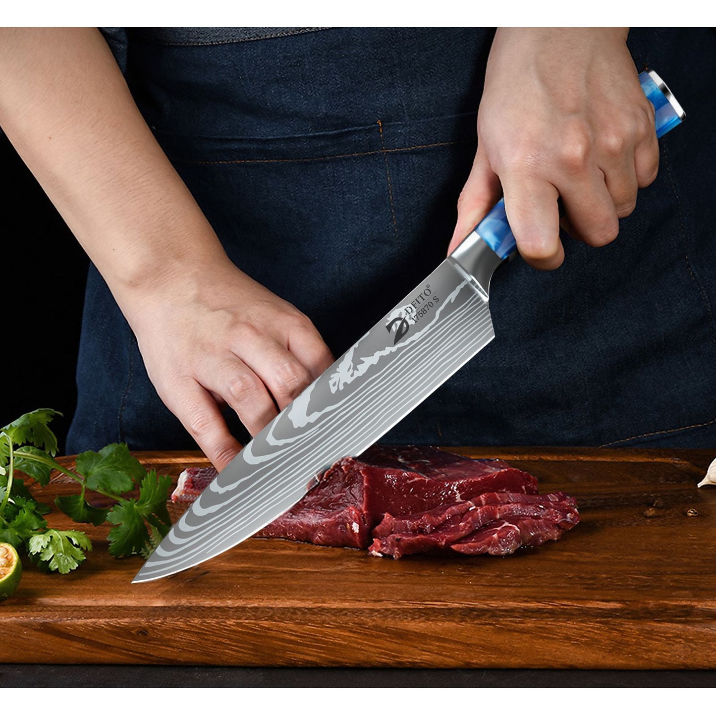 MDHAND 8 Peças Conjunto de Facas de Cozinha Faca de Chef Multiuso Desossar Cutelo para Carne Frutas Pão Faca Santoku Japonesa com Capa