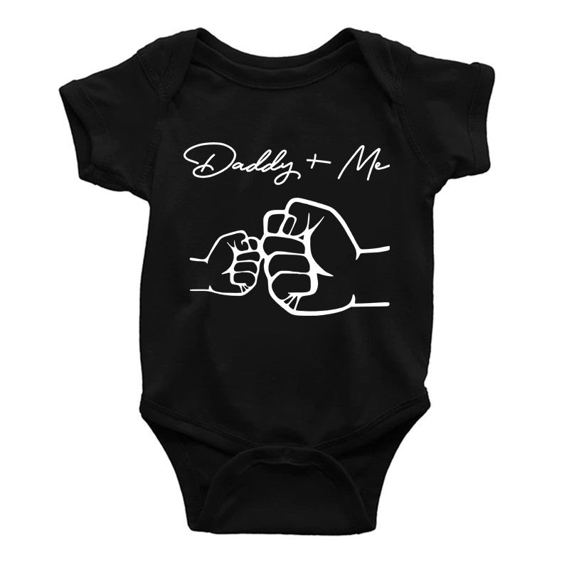 Newborn Baby Boys Girls Clothes Infant Cartoon Daddy and Me Print Funny Short Sleeve Bodysuit Summer Romper Infant Jumpsuit
