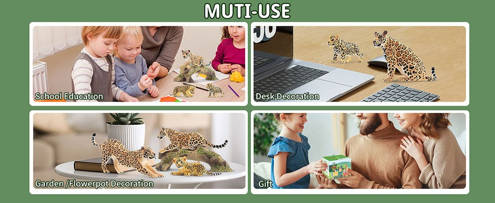7Pcs Simulation Cheetah Family Wildlife Animal Model Toy Mini Jaguars Figures Dolls Action Figurines Toys for Children Set Gift