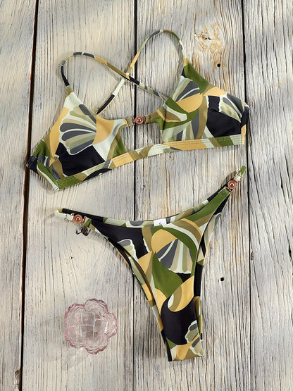 Miyouj Bandage Swimwear Summer Swimsuit High Cut Bikini Set Solid Sexy 2-Piece Suit New Bathsuit Hollow Out Thongs Beachwear