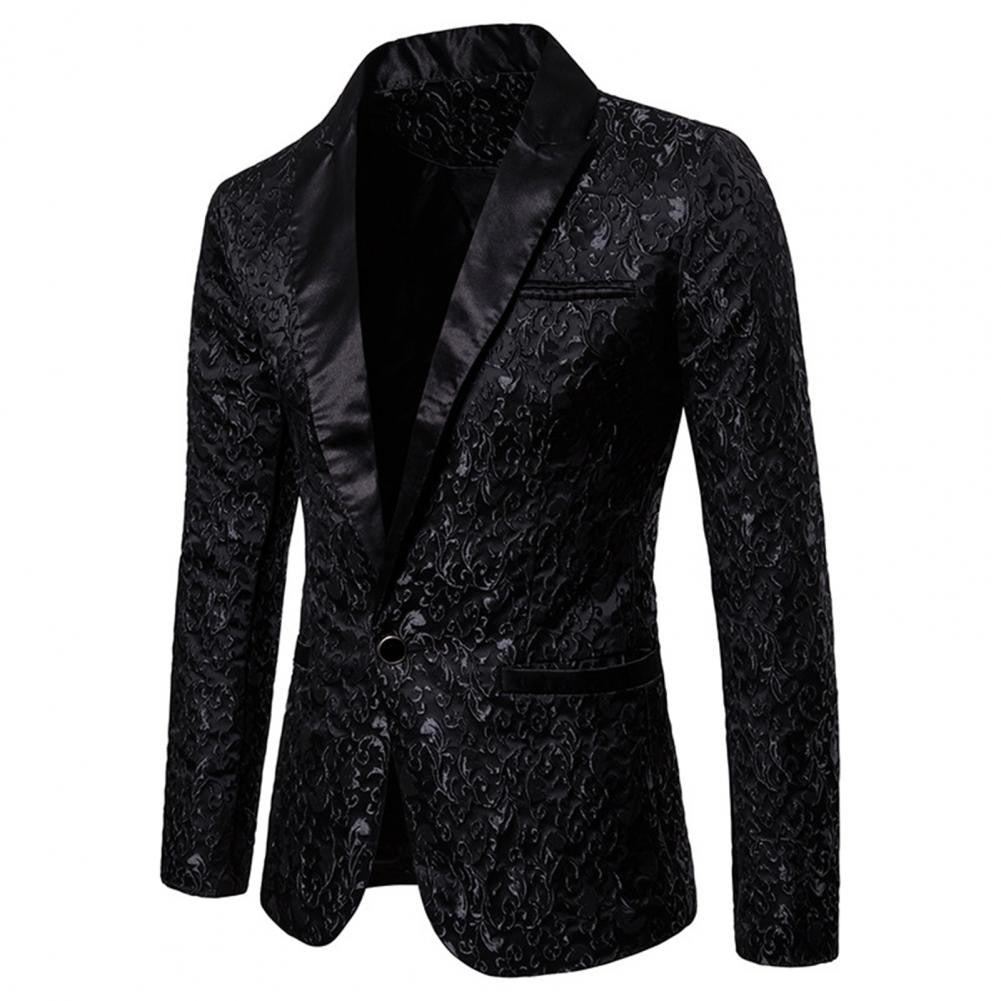 Luxury Men Jacquard Single Button Slim Fit Turndown Collar High Quality Wedding Banquet Men Jacket Coat
